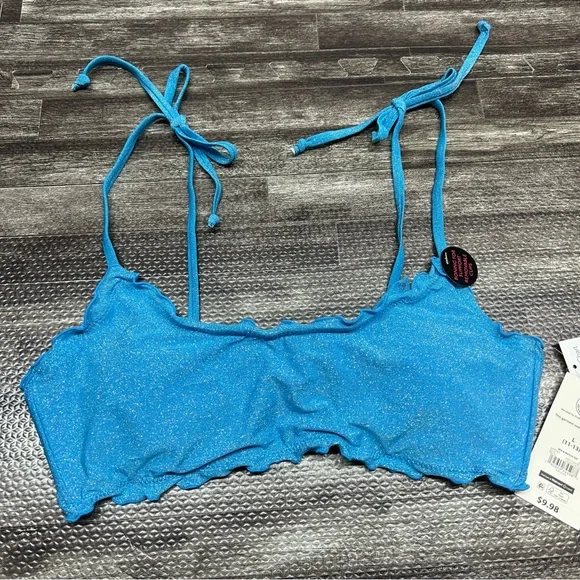NWT Junior’s Size Large No Boundaries Two Piece Bikini Set in Blue Lurex - Picture 10 of 15